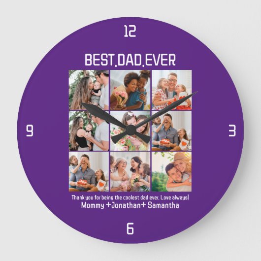 Aangepast beste vader ooit vaders Dag 9 Foto Colla Grote Klok (Voorkant)