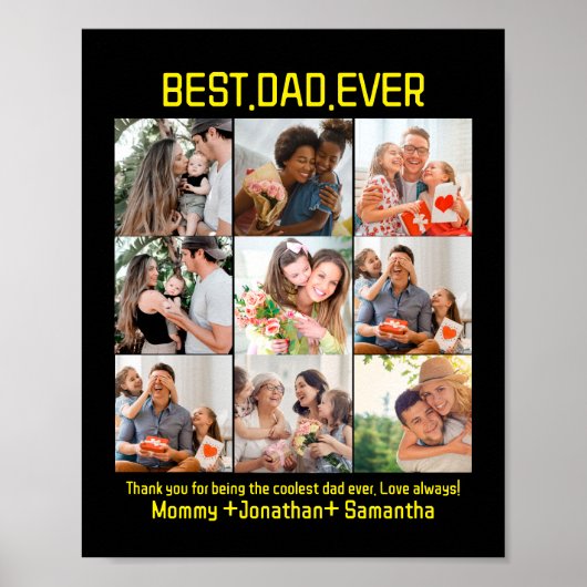 Aangepast beste vader ooit vaders Dag 9 Foto Colla Poster (Voorkant)