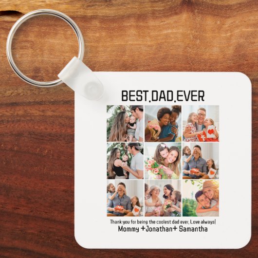 Aangepast beste vader ooit vaders Dag 9 Foto Colla Sleutelhanger (Voorkant)