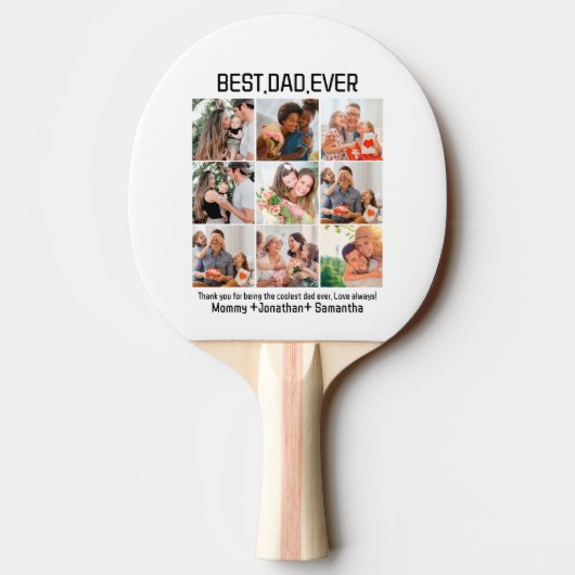 Aangepast beste vader ooit vaders Dag 9 Foto Colla Tafeltennisbatje (Achterkant)