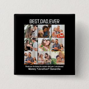 Aangepast beste vader ooit vaders Dag 9 Foto Colla Vierkante Button 5,1 Cm