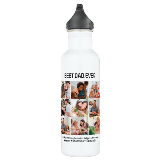Aangepast beste vader ooit vaders Dag 9 Foto Colla Waterfles (Rechts)