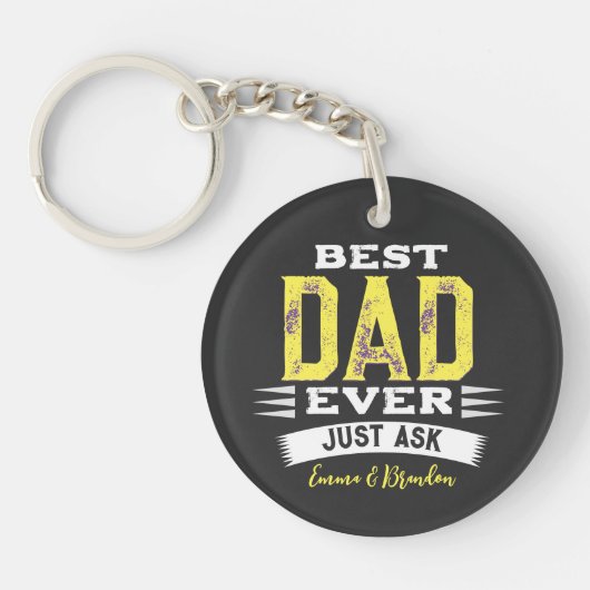 Aangepast beste vader Papa vader ooit gewoon grapp Sleutelhanger (Voorkant)