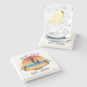 Aangepast beste vader van Par Golfing Father Keepo Stenen Onderzetter (Zijkant)