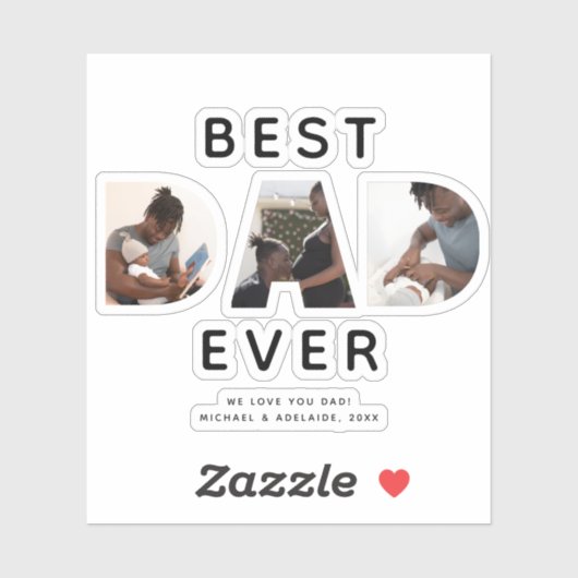 Aangepast beste vaders Dag Foto Collage Sticker (Vel)