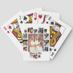 Aangepast beste vrienden 15 fotocollage pokerkaarten