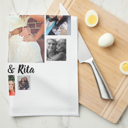 Aangepast beste vrienden 15 fotocollage theedoek (Quarter Fold)