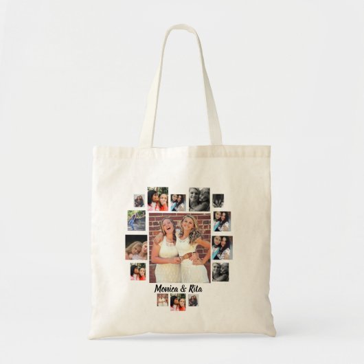 Aangepast beste vrienden 15 fotocollage tote bag (Voorkant)