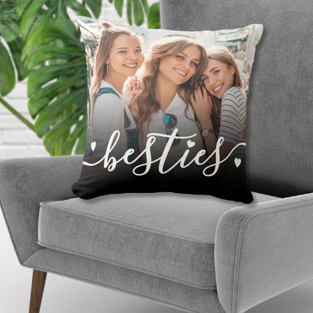 Aangepast Beste Vrienden 2 Foto Aandenken Kussen (Custom Best Friends 2 Photo Keepsake Throw Pillow)