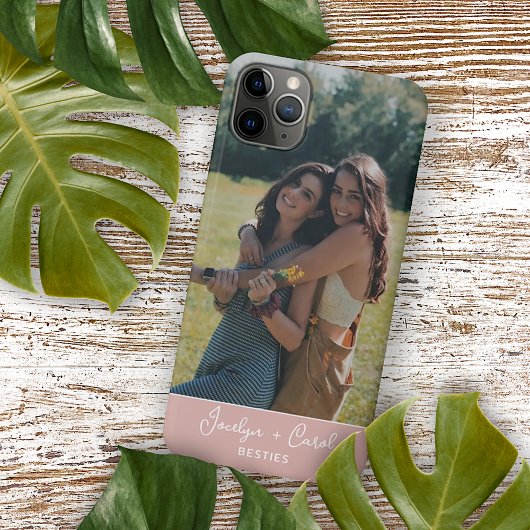 Aangepast beste vrienden foto op mosterd blush roz Case-Mate iPhone case