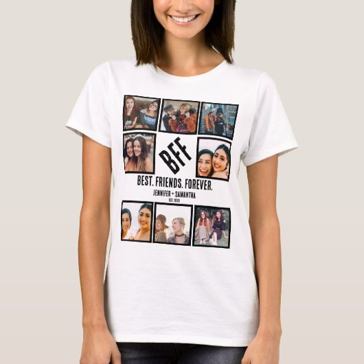 Aangepast beste vrienden voor ooit BFF 8 Foto Coll T-shirt (Voorkant)