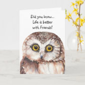Aangepast beste vriendendag met Cute Owl Humor Kaart (Gele Bloem)