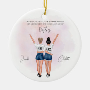 Aangepast beste vriendenportret keramisch ornament