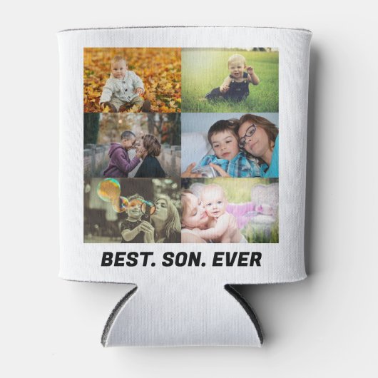 Aangepast beste zoon van 6 fotocollage blikjeskoeler (Voorkant)