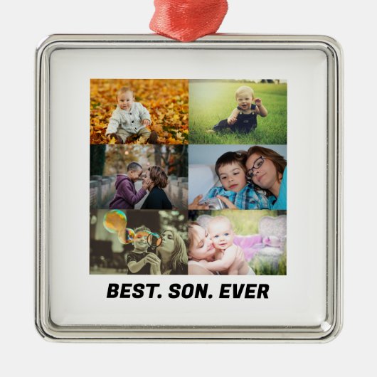 Aangepast beste zoon van 6 fotocollage metalen ornament (Voorkant)