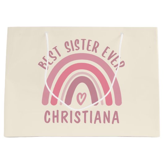 Aangepast beste zusje Ever Cute Rainbow Sister-cad Groot Cadeauzakje (Voorkant)