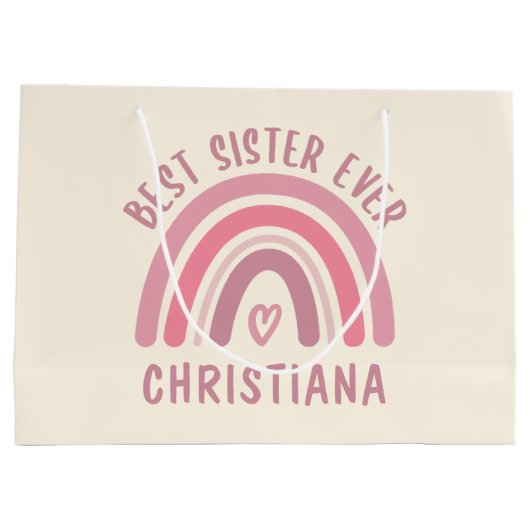 Aangepast beste zusje Ever Cute Rainbow Sister-cad Groot Cadeauzakje (Achterkant)
