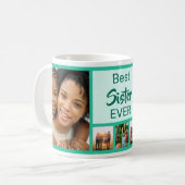 Aangepast beste zusje moderne verjaardagsfotocolla koffiemok (Voorkant links)