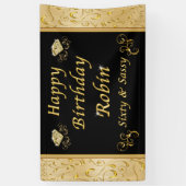 Aangepast besteld zwart en gouden jaarbanner spandoek (Verticaal)