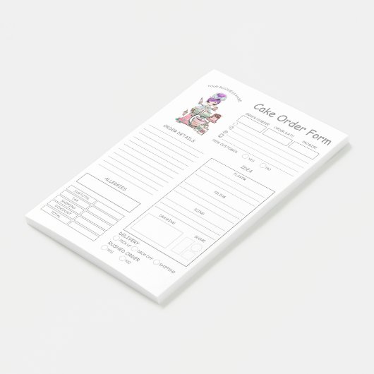 Aangepast bestelformulier bakkerij post-it® notes (Schuin)