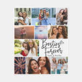 Aangepast Besties BFF Modern Script Photo Collage Fleece Deken (Voorkant)