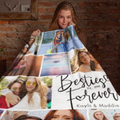 Aangepast Besties BFF Modern Script Photo Collage Fleece Deken