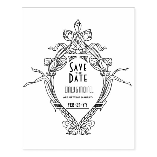 Aangepast Bewaar de Datum ART DECO Gatsby Style Rubberstempel (Afrduk)