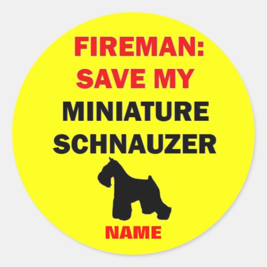 Aangepast Bewaar Mijn Miniatuur Schnauzer Ronde Sticker (Voorkant)