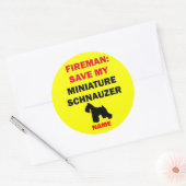 Aangepast Bewaar Mijn Miniatuur Schnauzer Ronde Sticker (Envelop)