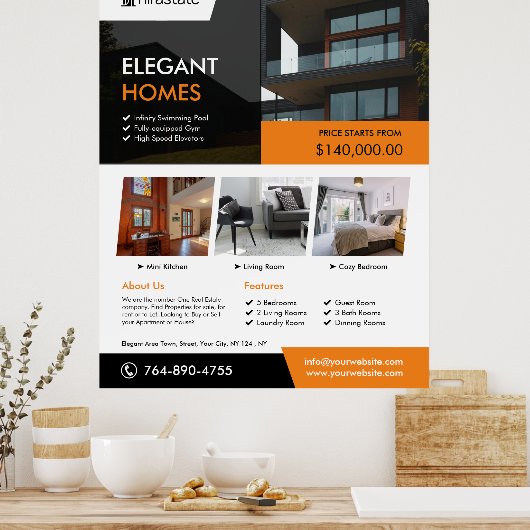 Aangepast bewerkbaar Poster voor onroerend goed (Keuken)