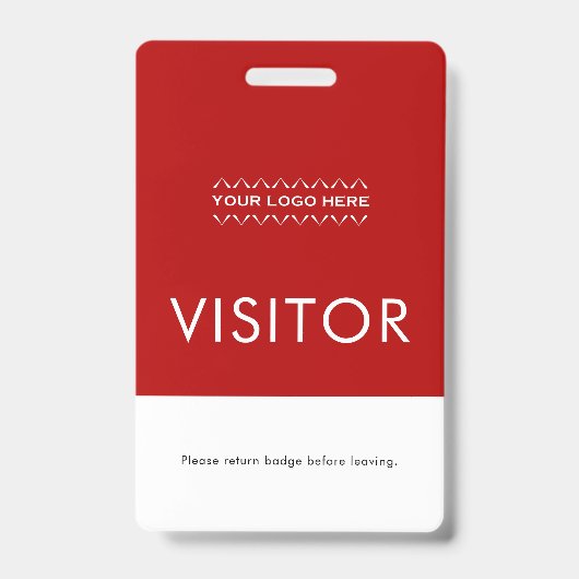 Aangepast bezoekersbadge met logo | Rood Badge (Voorzijde)