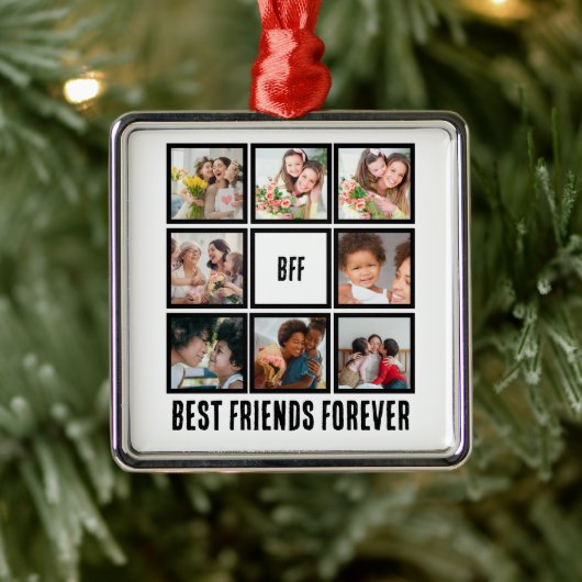 Aangepast BFF Beste vrienden voor 8 Foto collage Metalen Ornament (Boom)