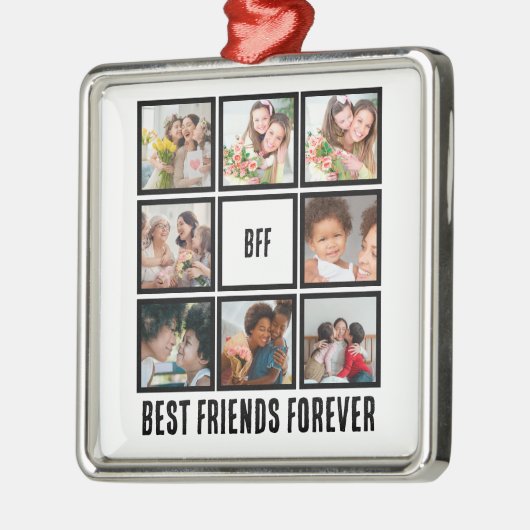 Aangepast BFF Beste vrienden voor 8 Foto collage Metalen Ornament (Links)