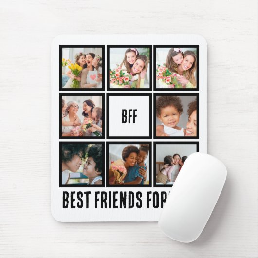 Aangepast BFF Beste vrienden voor 8 Foto collage Muismat (Met muis)