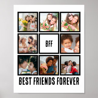 Aangepast BFF Beste vrienden voor 8 Foto collage Poster