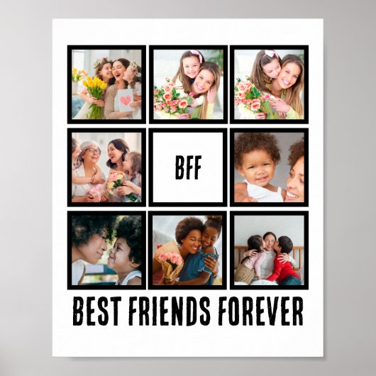 Aangepast BFF Beste vrienden voor 8 Foto collage Poster (Voorkant)