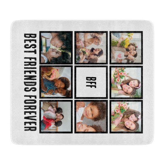 Aangepast BFF Beste vrienden voor 8 Foto collage Snijplank (Voorkant)