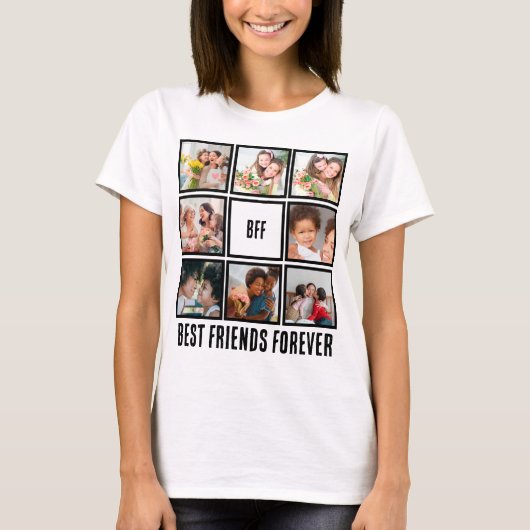 Aangepast BFF Beste vrienden voor 8 Foto collage T-shirt (Voorkant)