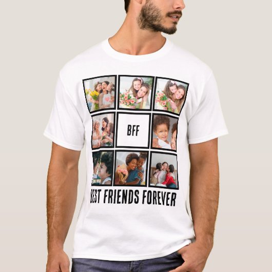 Aangepast BFF Beste vrienden voor 8 Foto collage T-shirt (Voorkant)