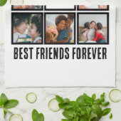 Aangepast BFF Beste vrienden voor 8 Foto collage Theedoek (Gevouwen)