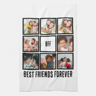 Aangepast BFF Beste vrienden voor 8 Foto collage Theedoek