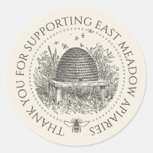 Aangepast bijkomend dank je etekst met bijen ronde sticker