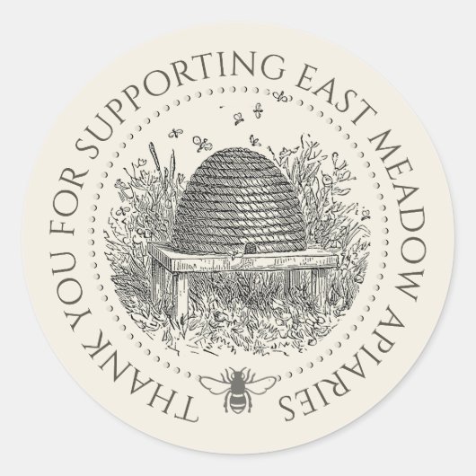 Aangepast bijkomend dank je etekst met bijen ronde sticker (Voorkant)