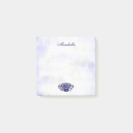 Aangepast bijtend blauw Floral Faux Canvas Sticky Post-it® Notes
