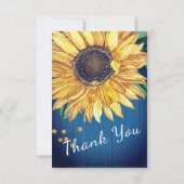 Aangepast, bijtend blauw zonnebloemhout aanpassen bedankkaart (Achterkant)