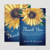 Aangepast, bijtend blauw zonnebloemhout aanpassen bedankkaart (Voorkant / Achterkant)