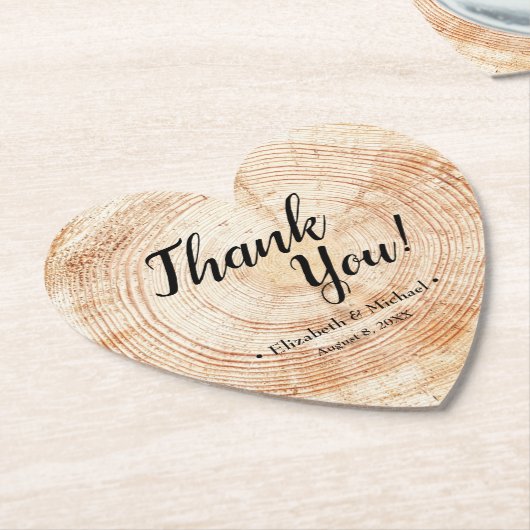 Aangepast bijtend hout dank je huwelijk kartonnen onderzetters (Gekanteld)