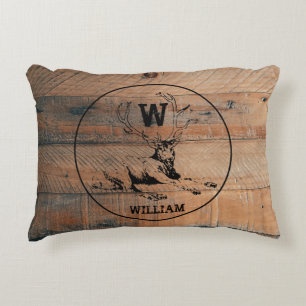 Aangepast bijtend hout, textiel en meer monogram accent kussen