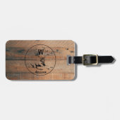 Aangepast bijtend hout, textiel en meer monogram bagagelabel (Voorkant horizontaal)