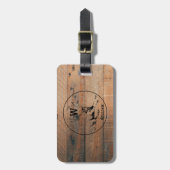 Aangepast bijtend hout, textiel en meer monogram bagagelabel (Voorkant verticaal)